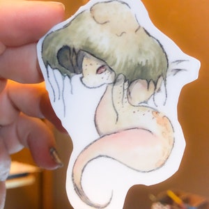 Mushroom Dragon Watercolor Vinyl Sticker  - 3 inch