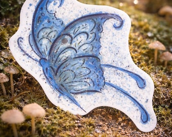 Wings of Calm – Blue Watercolor Monarch Butterfly – Vinyl Waterproof 3-Inch Sticker