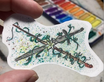 Circe’s Magic vs. Odysseus’ Blade – Moly in the Middle – Vinyl Watercolor Waterproof 3-Inch Sticker