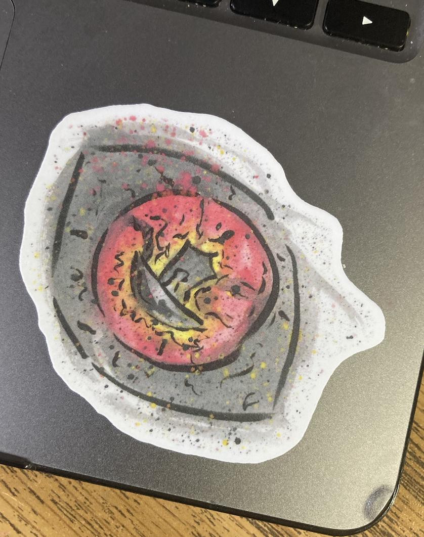 Cyclops Polyphemus with Odysseus in His Eye Watercolor Vinyl Sticker – Waterproof Greek Odyssey Art 3 inches
