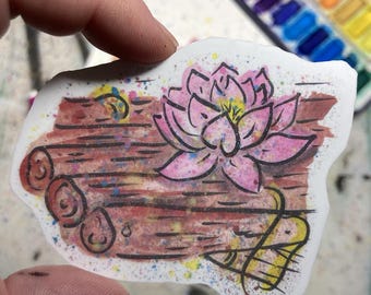 Watercolor Lotus Sticker, Calypso's Flower, Waterproof Vinyl (3-Inch)
