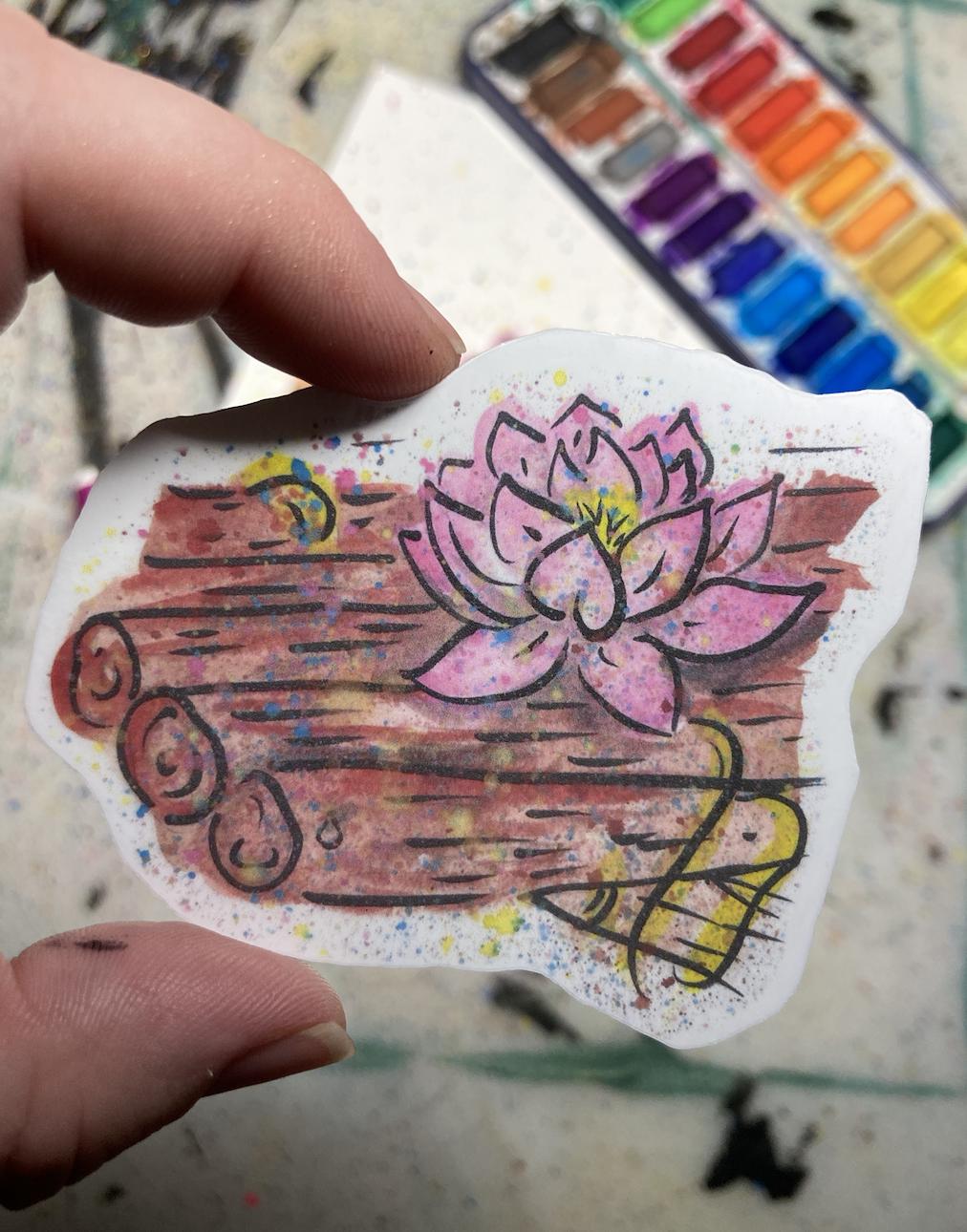 Watercolor Lotus Sticker, Calypso's Flower, Waterproof Vinyl (3-inch ...