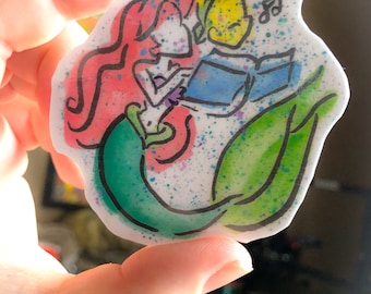 Enchanting Ariel Watercolor Vinyl Sticker - 3 Inches