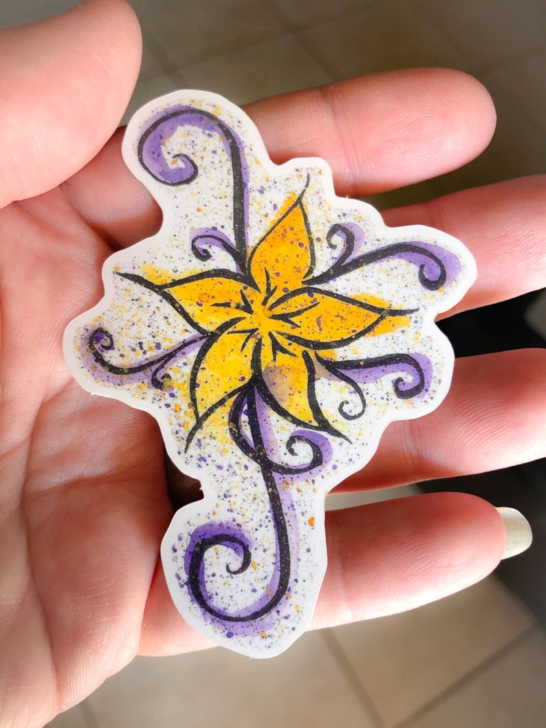 Rapunzel Flower Watercolor Painting Waterproof Vinyl Sticker Etsy