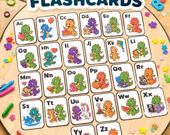 Dragon Alphabet Flash Cards: Dragon Theme (Uppercase with Lowercase)
