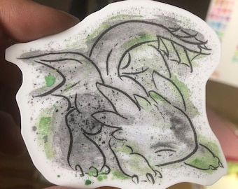 Süßer Drache inspiriert Aquarell Vinyl Aufkleber - 3 inch