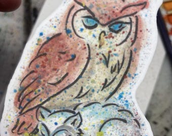 Guardian of the Little Wolf – Athena’s Owl Watching Telemachus – Vinyl Watercolor Waterproof 3-Inch Sticker