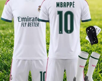 26/27 Mbappe #10 R-Madrid Soccer Jersey Uniform, Custom Name Number Football Shirt - Adults and Kids Sizes