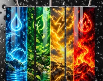 Elementaire bekerhoes PNG | Water, Aarde, Bliksem, Vuur ontwerp (digitale download)