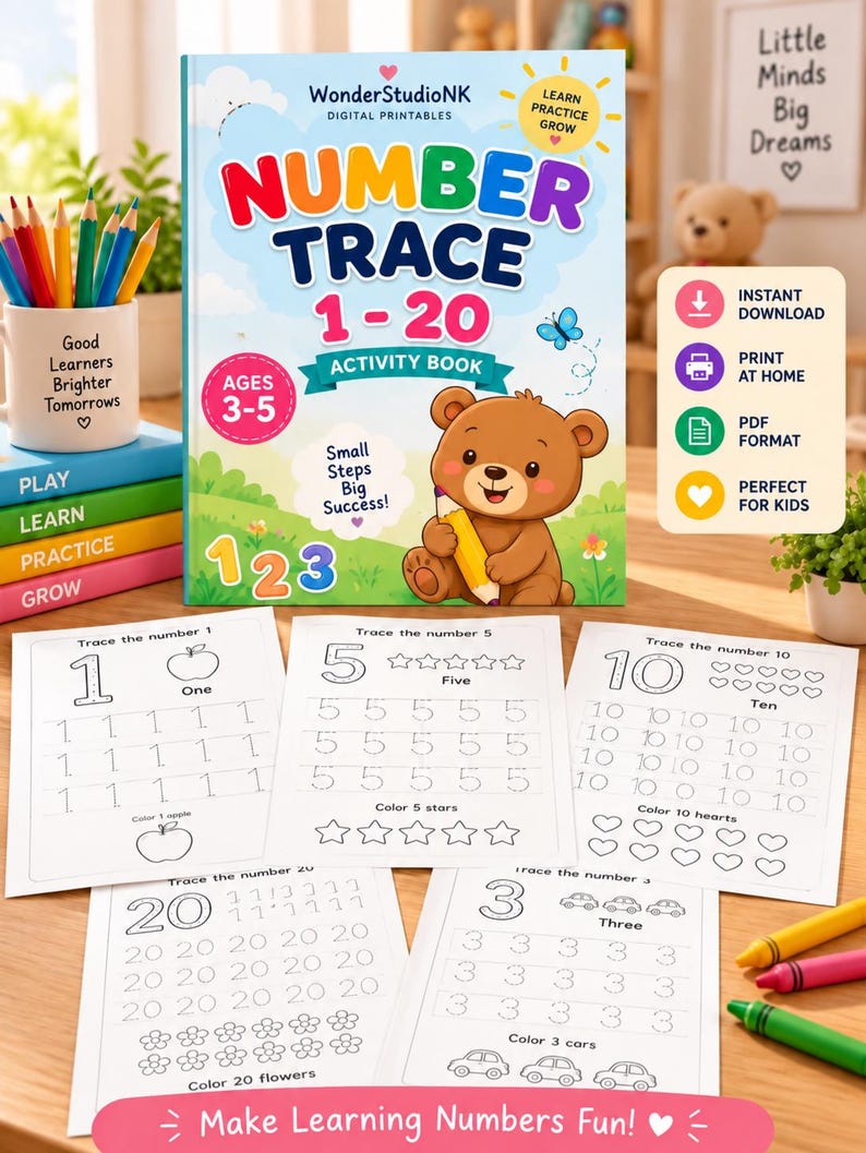 Number Tracing 1-20 | Preschool Number Worksheets | Printable Kids ...