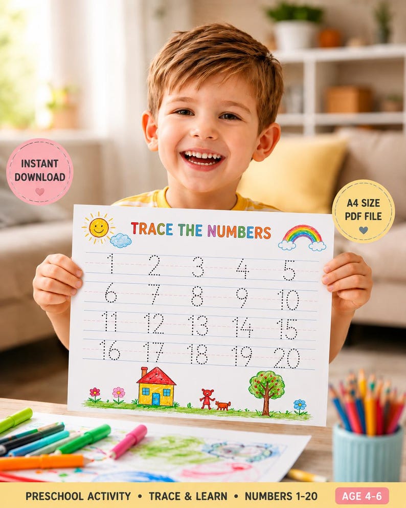 Number Tracing 1-20 | Preschool Number Worksheets | Printable Kids ...