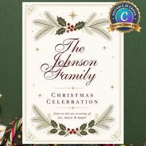 Christmas Party Invitation - Xmas Celebration Invite - Custom Xmas Template - Winter Event Card - Editable Canva Template - Holiday Hosting