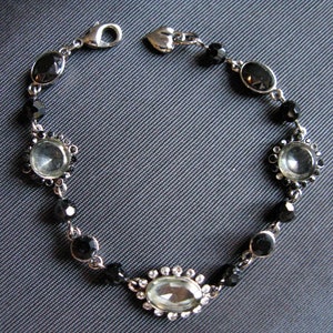 Black Bracelet Rhinestones Gift for Her | Glass Beaded Bracelets | Women Jewelry Gift