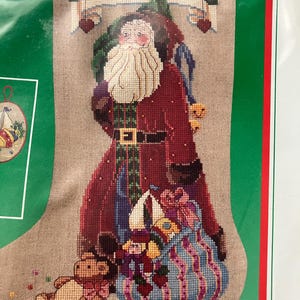 Vintage Counted Cross Stitch Kit Antique Christmas Stocking Linen Melissa Shirley Dimensions 8375