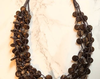 Boho style Multi-Strand Bib Necklace Brown Vintage waterfall collier beach summer vacation gift for women