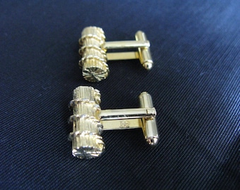 Vintage Cuff Links | Cufflinks Gold Tone | Mens Barrel Rope Cable Stamped D Gift