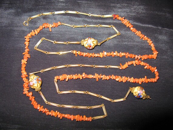 Vintage Jewelry for Women Coral Necklaces 1920s F… - image 1