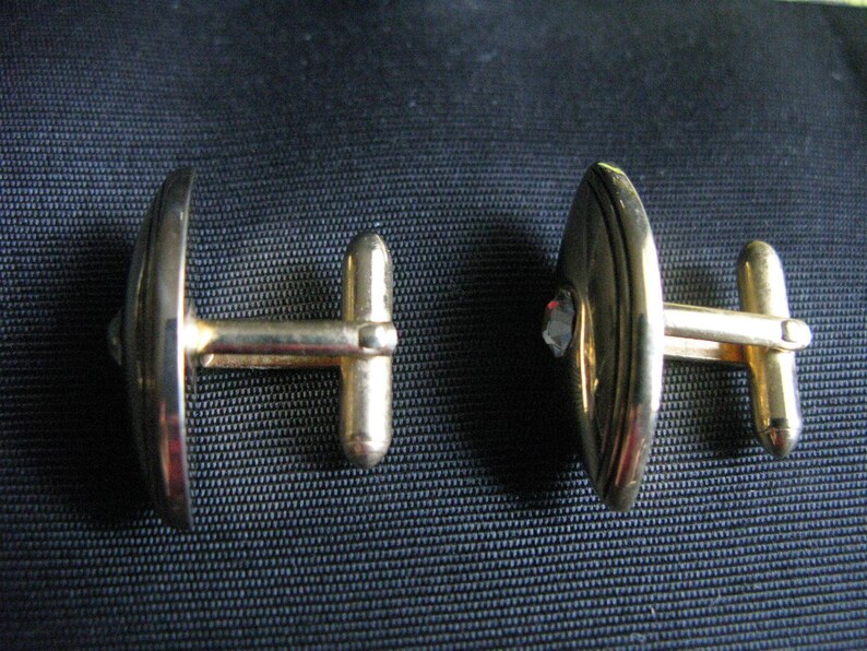 Large cufflinks Swank rare lozenge shaped cufflinks with rhinestone