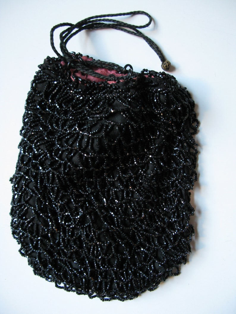 black flapper purse beaded antique bag vintage