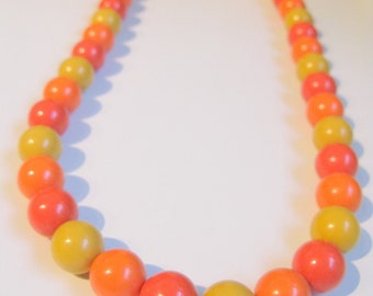 MCM Necklaces MOD Jewelry Vintage Orange Necklace For Her Women 1960s Beads Gift