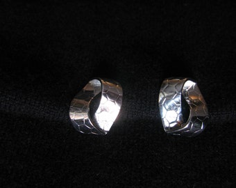 Trifari Earrings Vintage Clip On Silver Tone Metal Black Friday Sales Gift