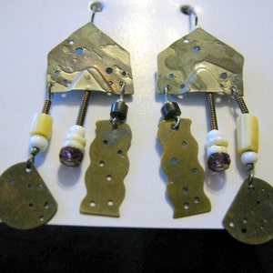 Steampunk Earrings 80s Punk Jewelry Vintage Steam Punk Pierced Ear Metal Industrial Design Gift