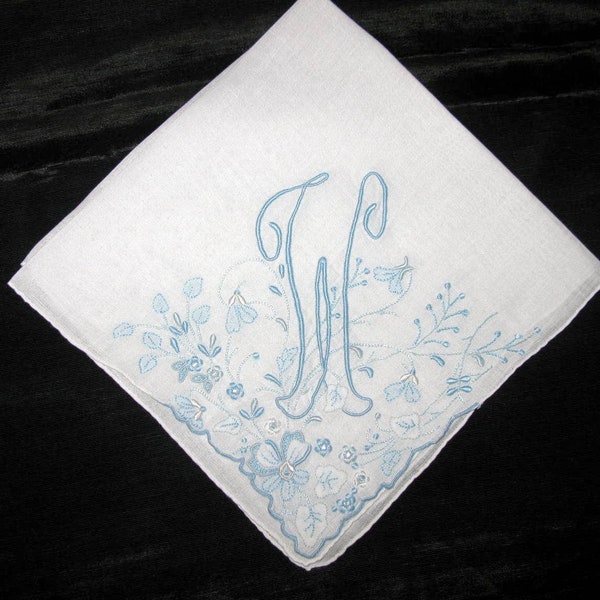 Ideas for something borrowed for bride wedding traditions handkerchief vintage monogram H E D F S G L N or R Gift