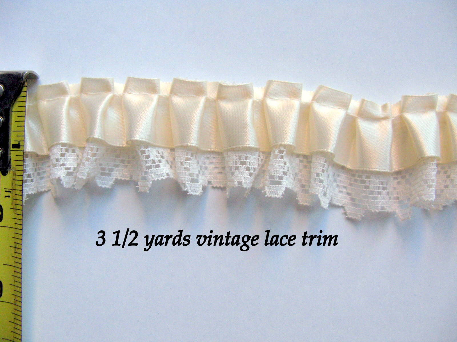 Satin Ruffled Lace Trim by the yard cream beige 3 1/2 yards Etsy