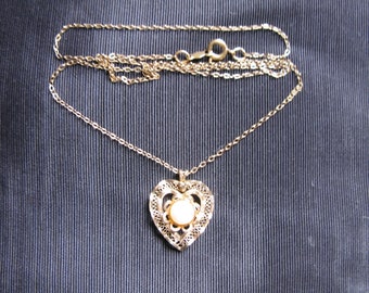 14k Gold Filled Heart Necklace Vintage Filigree Valentines Day Gift Gift