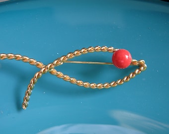 Vintage Napier Jewelry / Coral Brooch / Fish Pin / Rare Old Gift