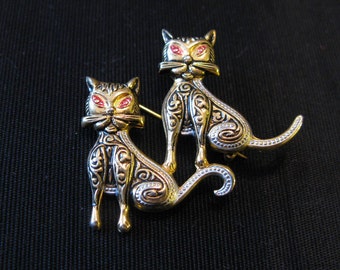 Damascene Jewelry, Vintage Spain Brooch Souvenir Cats Lover Pins gift for her womens jewelry Gift