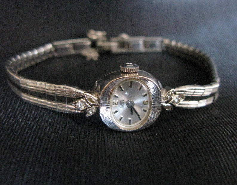 NOT Working 14K White Gold Lucien Piccard Ladies Watch Womens, small diamonds Not running Gift image 2