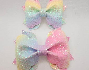 Rainbow Bows...Glitter Rainbow Bows...Glitter Rainbows....Glitter bow....Rainbow Glitter...Spring Glitter Bow...Spring Glitter Bows