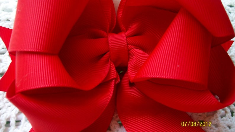 Red Hair Bow...Red Girls Hair Bow....Triple Layer Hair | Etsy