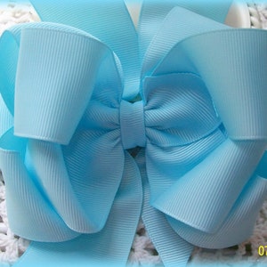 Blue Hair Bow...Cinderella Blue Bow...Blue hair bows....blue bows....5 inch blue bow...6 inch blue bow..light blue bow image 1