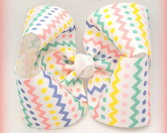 Spring Bow...Summer Bow...Easter Egg Bow...Easter Bow...Easter Chevron....Polka dot bow