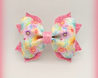 Spring Flower bow....Summer Flower bow...Flower Hair Bow...pastel flower bow...Spring Hair bow...Summer Hair bow