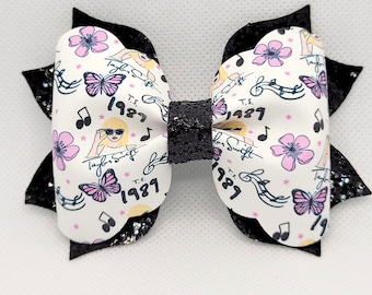 Swiftie Bow...Taylor Swift Inspired Bow...Swift Bow...Glitter bow...Taylor Bow....1989 Bow