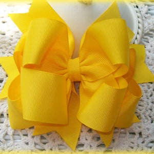 Yellow Hair Bow...School Hair Bow..Yellow Hair Bows....Yellow bow...Girls yellow bow...5 inch yellow bow..toddler bow