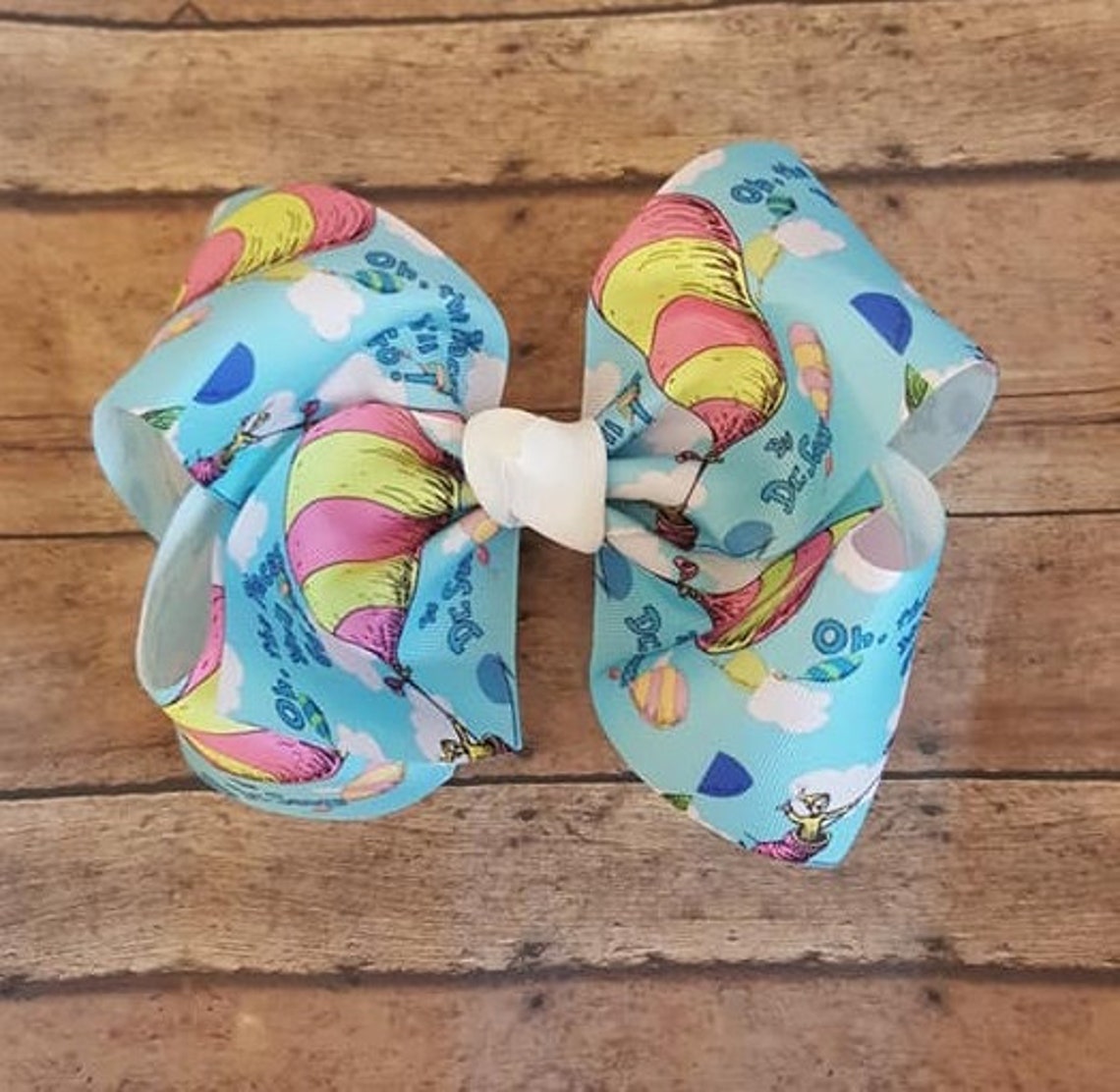 Dr Seuss Week Bow...Read Across America Bow...Aqua and White | Etsy