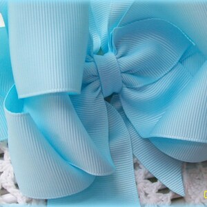 Blue Hair Bow...Cinderella Blue Bow...Blue hair bows....blue bows....5 inch blue bow...6 inch blue bow..light blue bow image 3