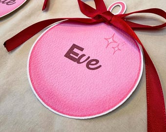 Personalised Bauble Place Cards with Satin Ribbon | Handmade  | Christmas Table Settings | Festive Wedding Name Tags