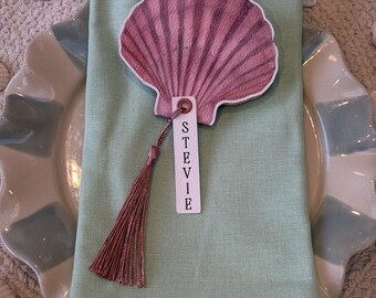Personalised Seashell Place Cards & Folding Shell Menus | Handmade | Coastal Wedding Table Decor | Scallop Menus