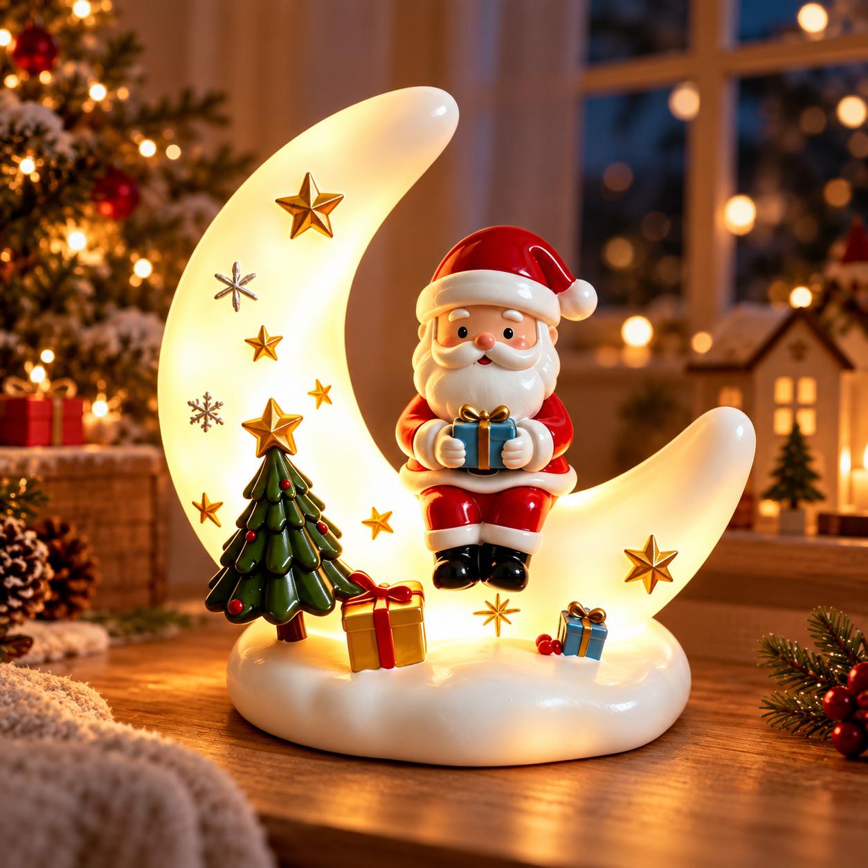 【ヴィンテージ】サンタクロース ムーンライト　フィギュアイルミネーション Vintage Santa on Moon Light - Etsy