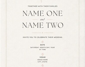 Invitation de mariage minimaliste à télécharger au format numérique
