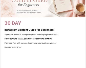 30-Day Instagram Content Guide for Beginners | Social Media Planner (Digital Download)
