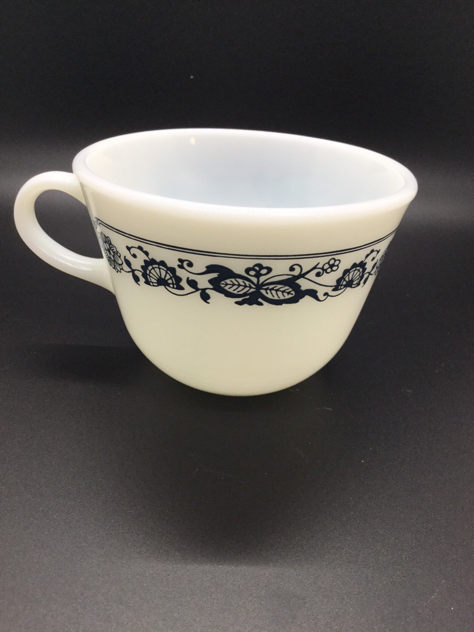 Pyrex Coffee Cup With Blue Floral Design Etsy