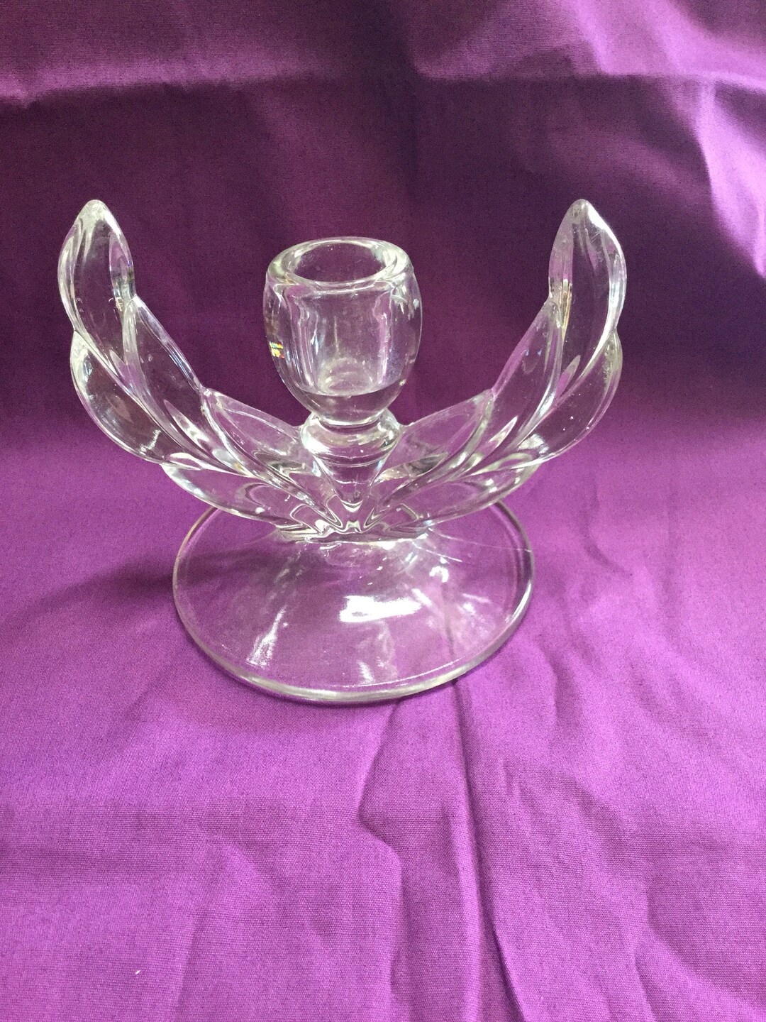Vintage Glass Candle Holder Etsy