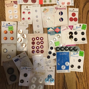 Vintage Buttons on Cards: Sewing Supplies, Various Colors & Sizes