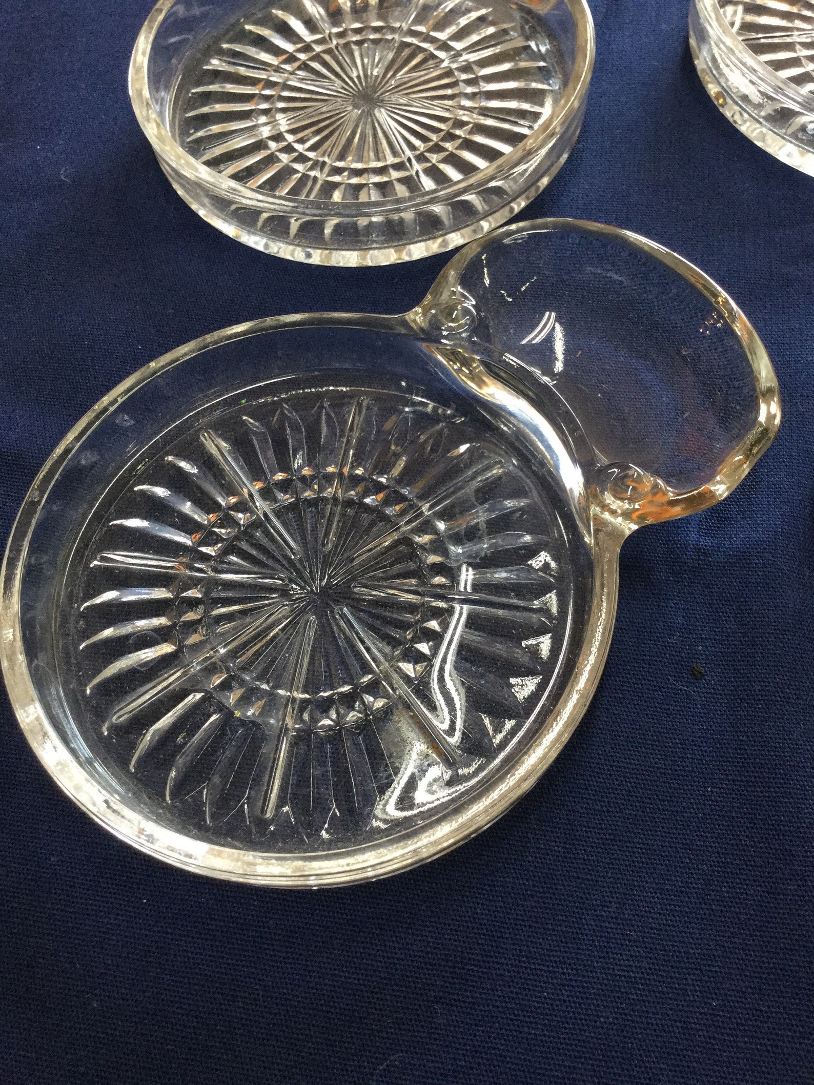 Vintage Glass Coaster With Ashtray Etsy